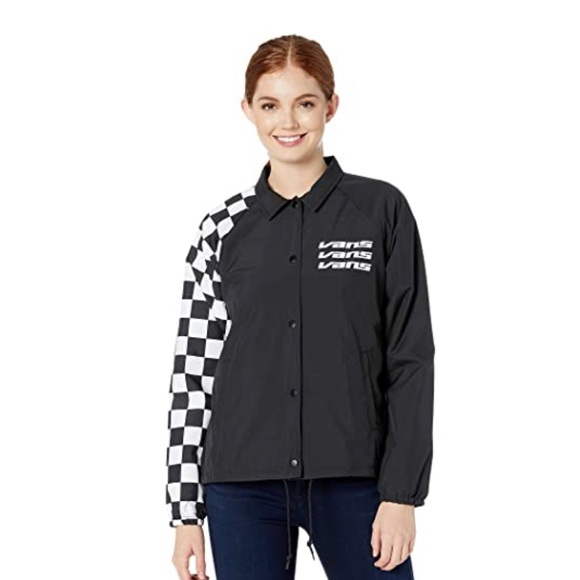 💖MEGA SALE💖VANS Thanks Coach Superspeedee Womens XS S Jacket Black VN0A47V5BLK - Picture 1 of 7